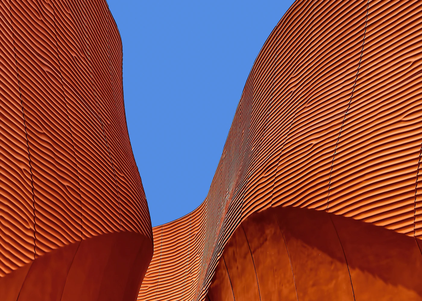 Large sculptural architectural form in a mineral finish