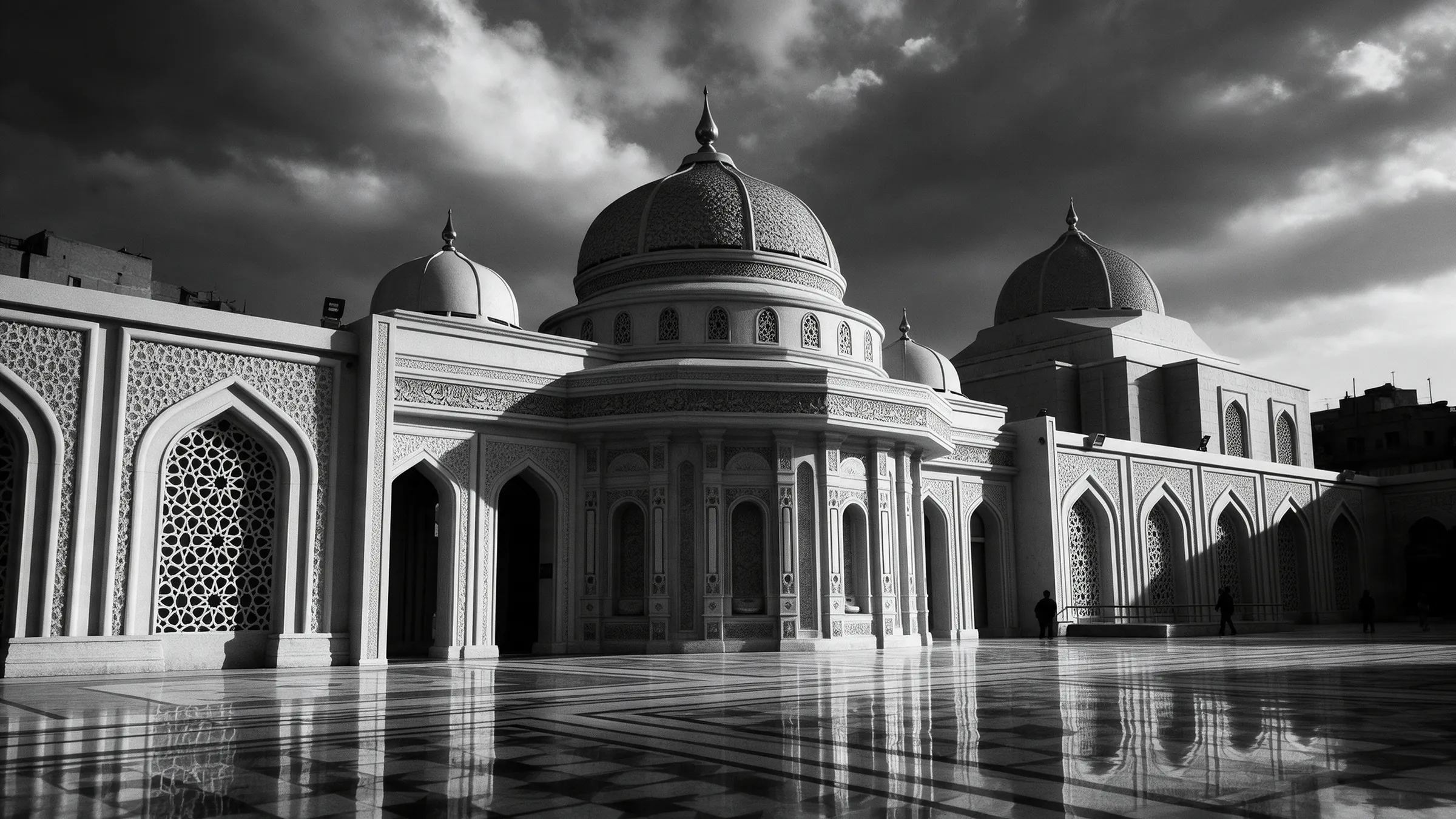 Perforated mashrabiya screens and domed forms produced in MarmoFiber